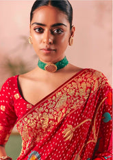 Kimora Sindhuri Premium Bindiya Bandhani Georgette Saree with Blouse SA-481